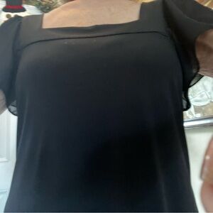 Calvin Klein Black Flutter Sleeve Blouse